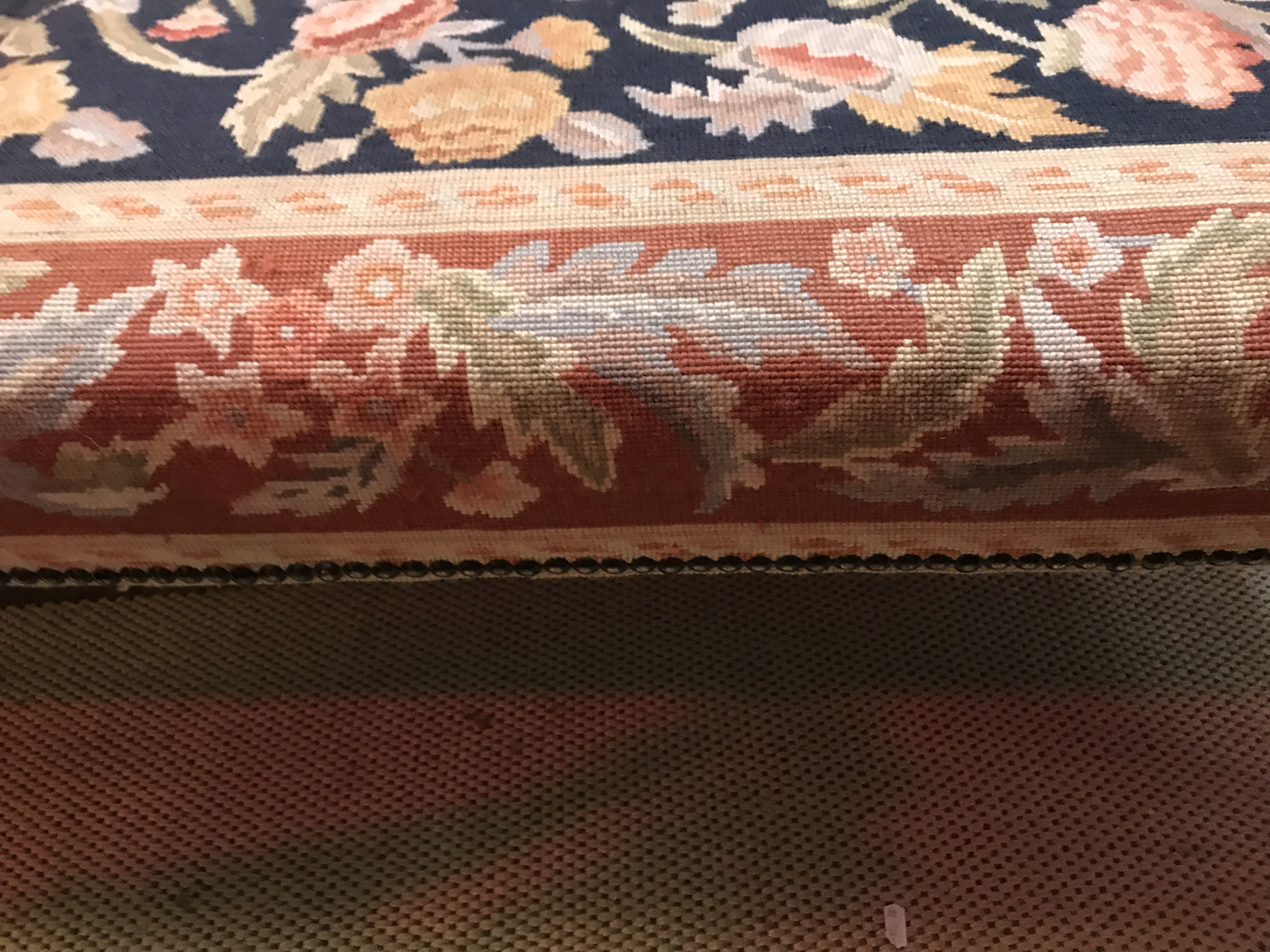 A modern floral tapestry upholstered rectangular drawing room stool on beech cabriole legs to pad - Image 15 of 16