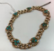 A 15 carat gold and turquoise set link bracelet 14.