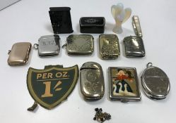 A silver vesta case, together with various silver plated vesta cases,