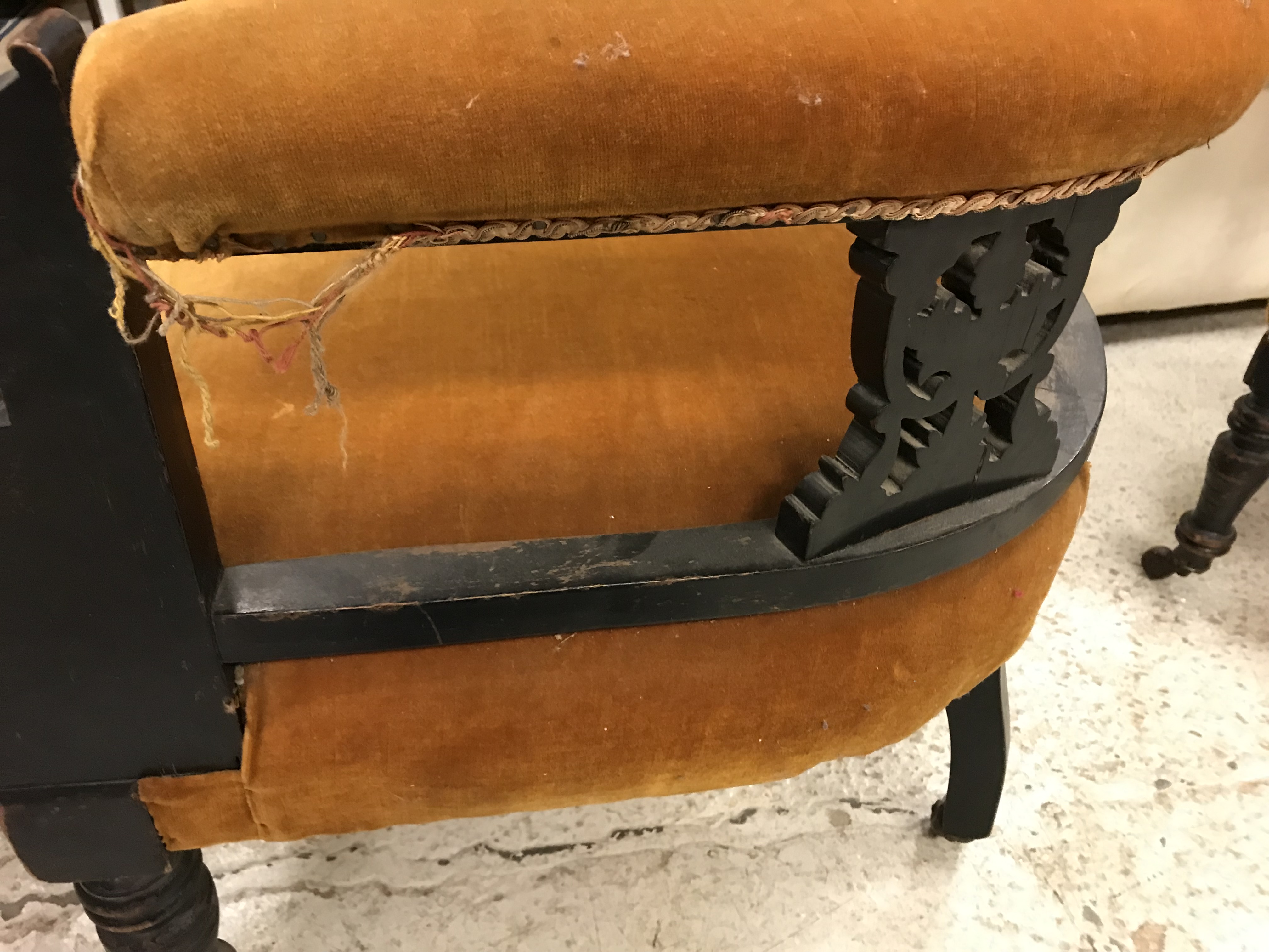 A Victorian ebonised salon suite of two tub chairs and four standard chairs CONDITION - Image 5 of 33