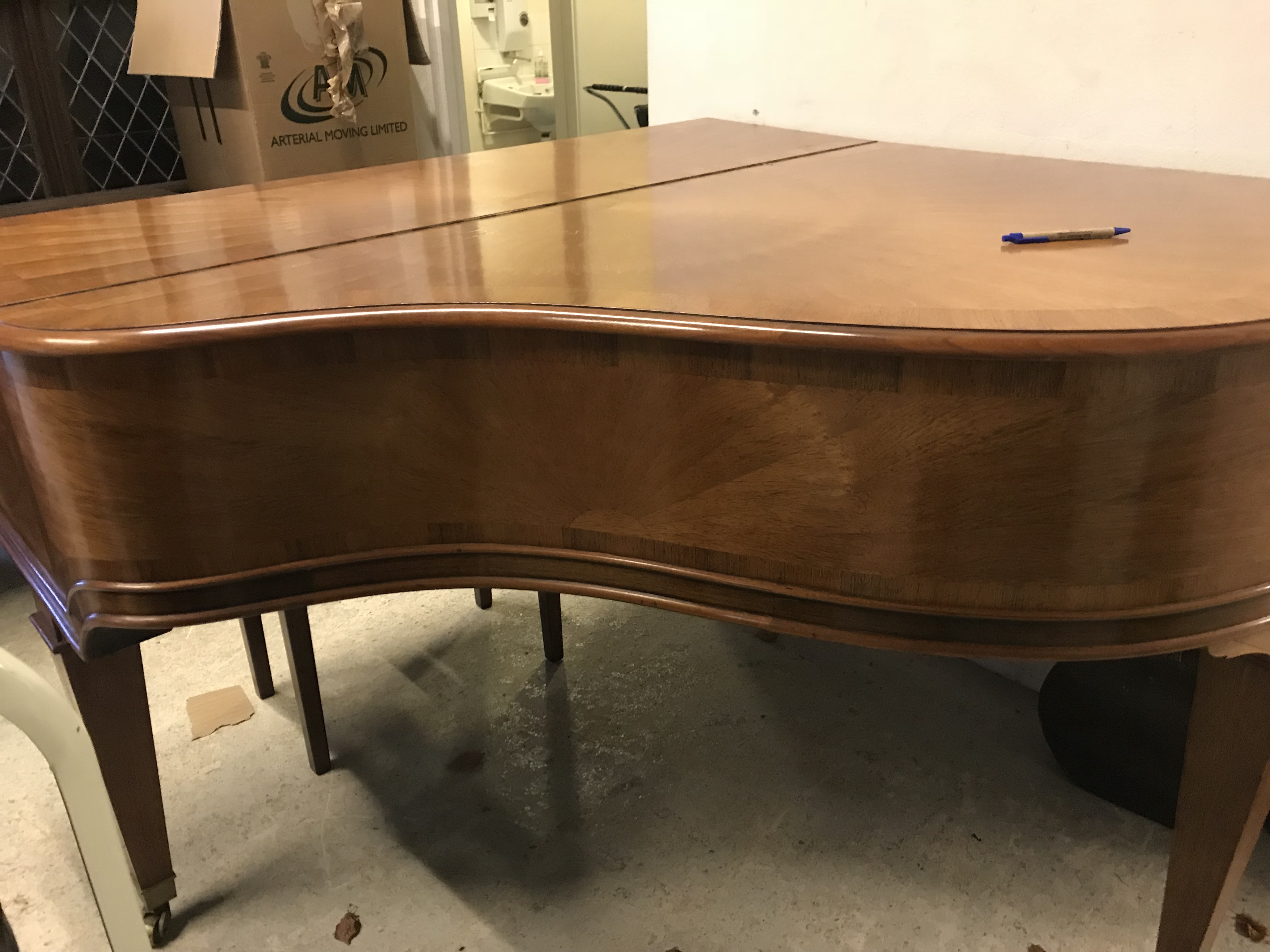 An early 20th Century rosewood starburst veneered baby grand piano, - Image 12 of 29