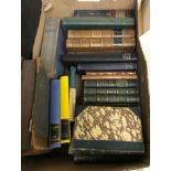 A box of various books to include WILLIAM THACKERAY "The Virginians" Vols 1 & 2 published Bradbury