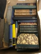 A box of various books to include WILLIAM THACKERAY "The Virginians" Vols 1 & 2 published Bradbury