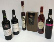 A mixed lot of various wines and spirits including one bottle Taylor's Late Bottled Vintage Port