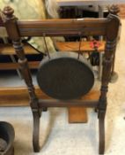 An oak framed gong and beater,