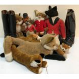 A box of six various soft Fox toys to included a Merrythought and a Steiff example
