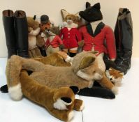 A box of six various soft Fox toys to included a Merrythought and a Steiff example