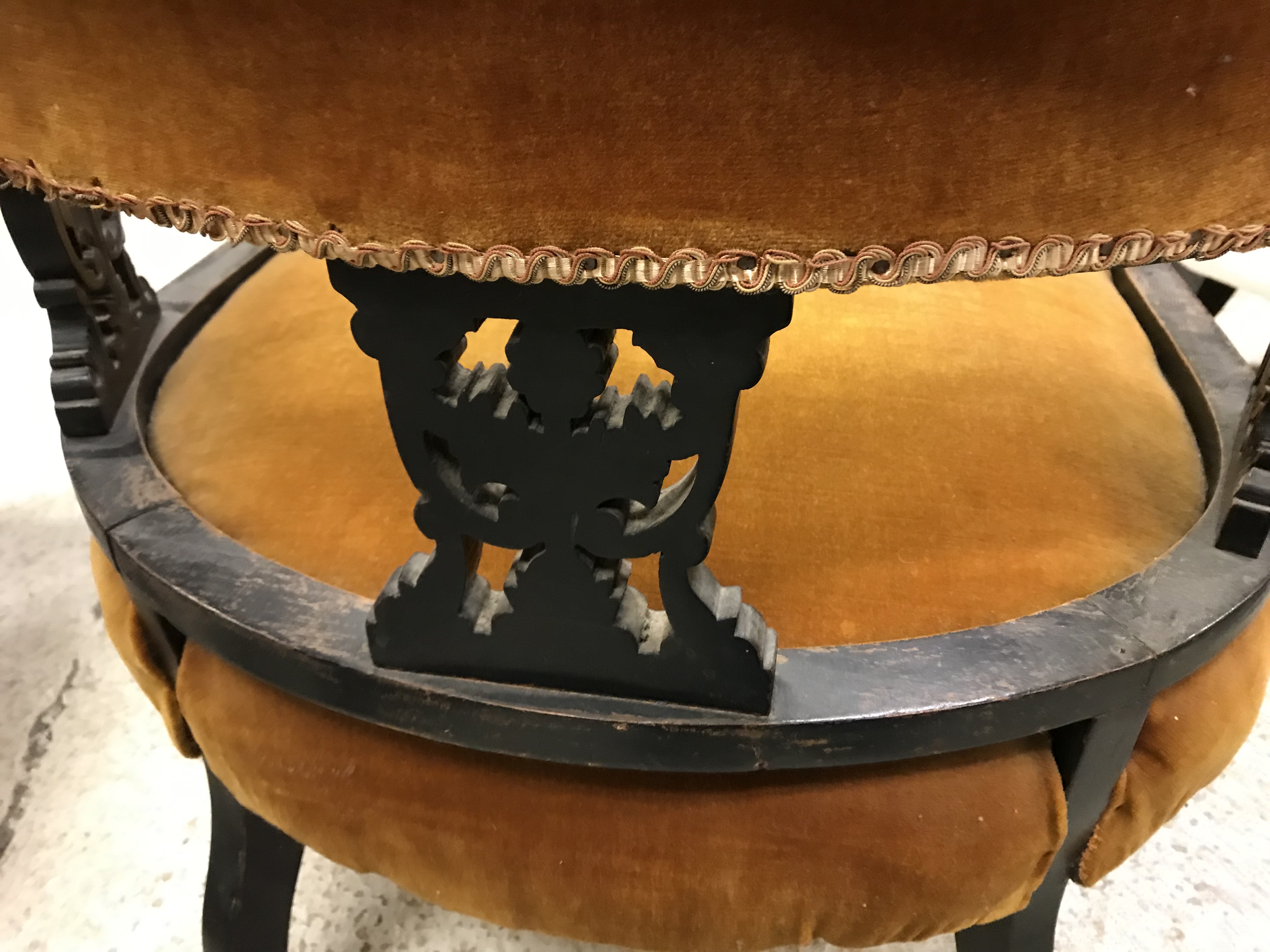 A Victorian ebonised salon suite of two tub chairs and four standard chairs CONDITION - Image 20 of 33