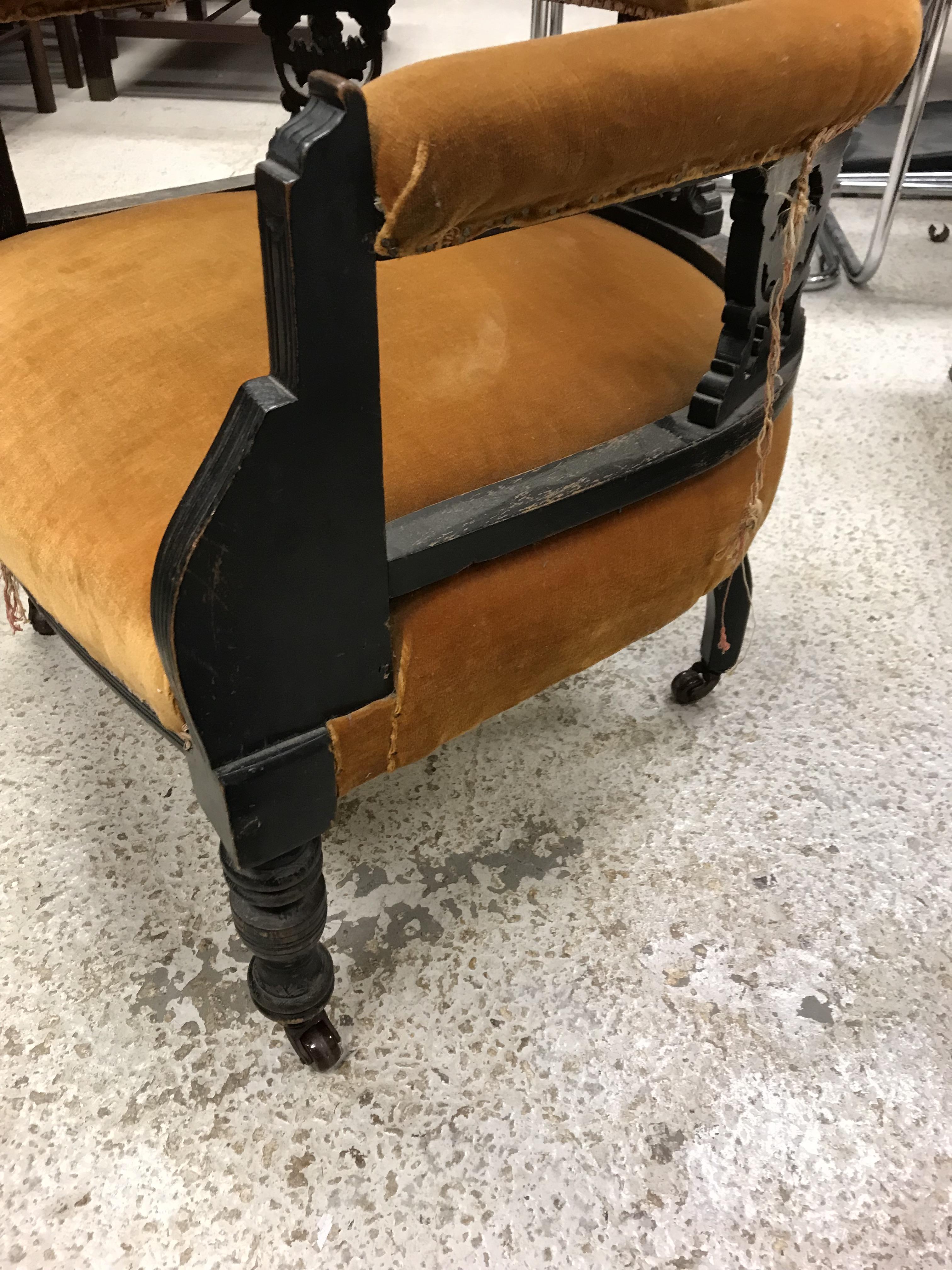 A Victorian ebonised salon suite of two tub chairs and four standard chairs CONDITION - Image 15 of 33