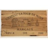 Six bottles Chateau Latour de Mons Margaux 2000 (owc)