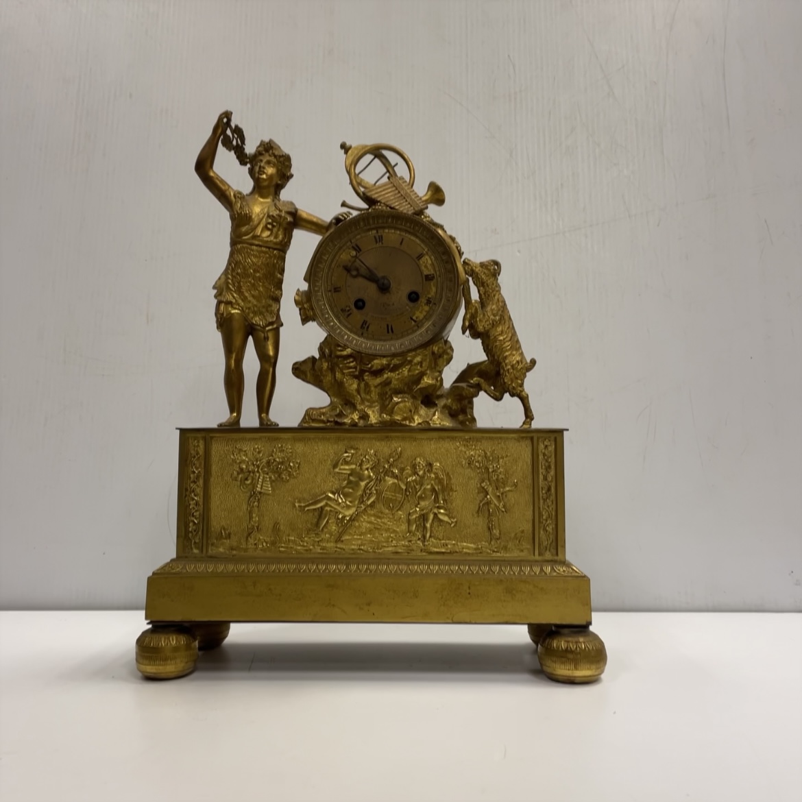 A 19th Century gilt brass cased mantel clock,