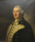 18TH CENTURY ENGLISH SCHOOL “Gentleman in grey wig in naval officer's uniform”, portrait study,