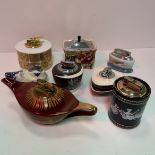 A collection of various table lighters including a Carlton ware rouge royale oil lamp table lighter,