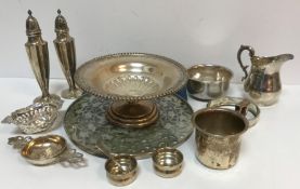 A collection of Birks sterling silver wares to include a pedestal dish with pierced floral