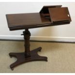 A Victorian mahogany adjustable reading table in the manner of Carter 43 cm wide x 81 cm long (top)