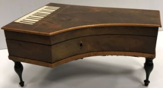 A 19th Century mahogany musical jewellery box of grand piano form,