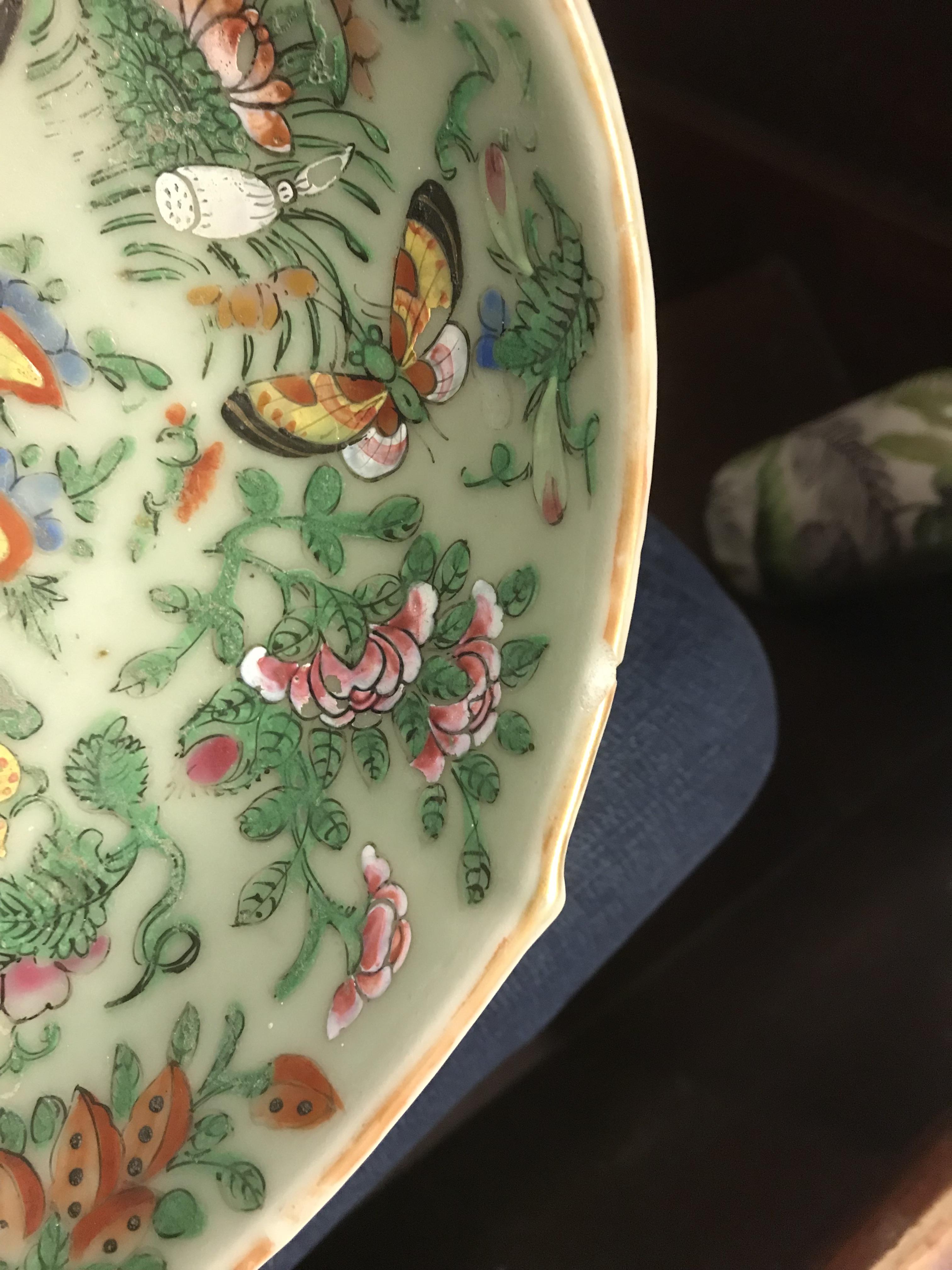 A 19th Century Chinese famille rose leaf shaped serving dish with half rim and all-over floral and - Image 3 of 22