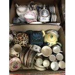 Seven boxes of various glassware and china including Wedgwood Santa Clara coffee cans and saucers,