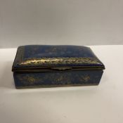 A 19th Century Chinese powder blue and gilt floral decorated rectangular box with domed hinged lid,