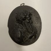 A 19th Century Russian cast iron oval plaque as a bearded gentleman,