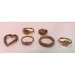 A collection of gold comprising an 18 carat gold and stone set ring, 2 g,