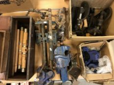 Two Stanley No. 77 dowel/rod making machines and collection of fittings, a Record No.