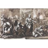 CIRCLE OF PIOLA DOMENICO (Geneva 1627-1703) "Christ healing the sick", pen and ink and sepia wash