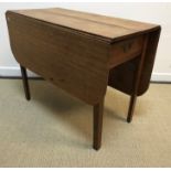 A 19th Century oak rounded rectangular drop-leaf dining table with single end drawer on square