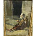 19TH CENTURY ITALIAN SCHOOL "Continental street musician", study of an elderly gentleman playing