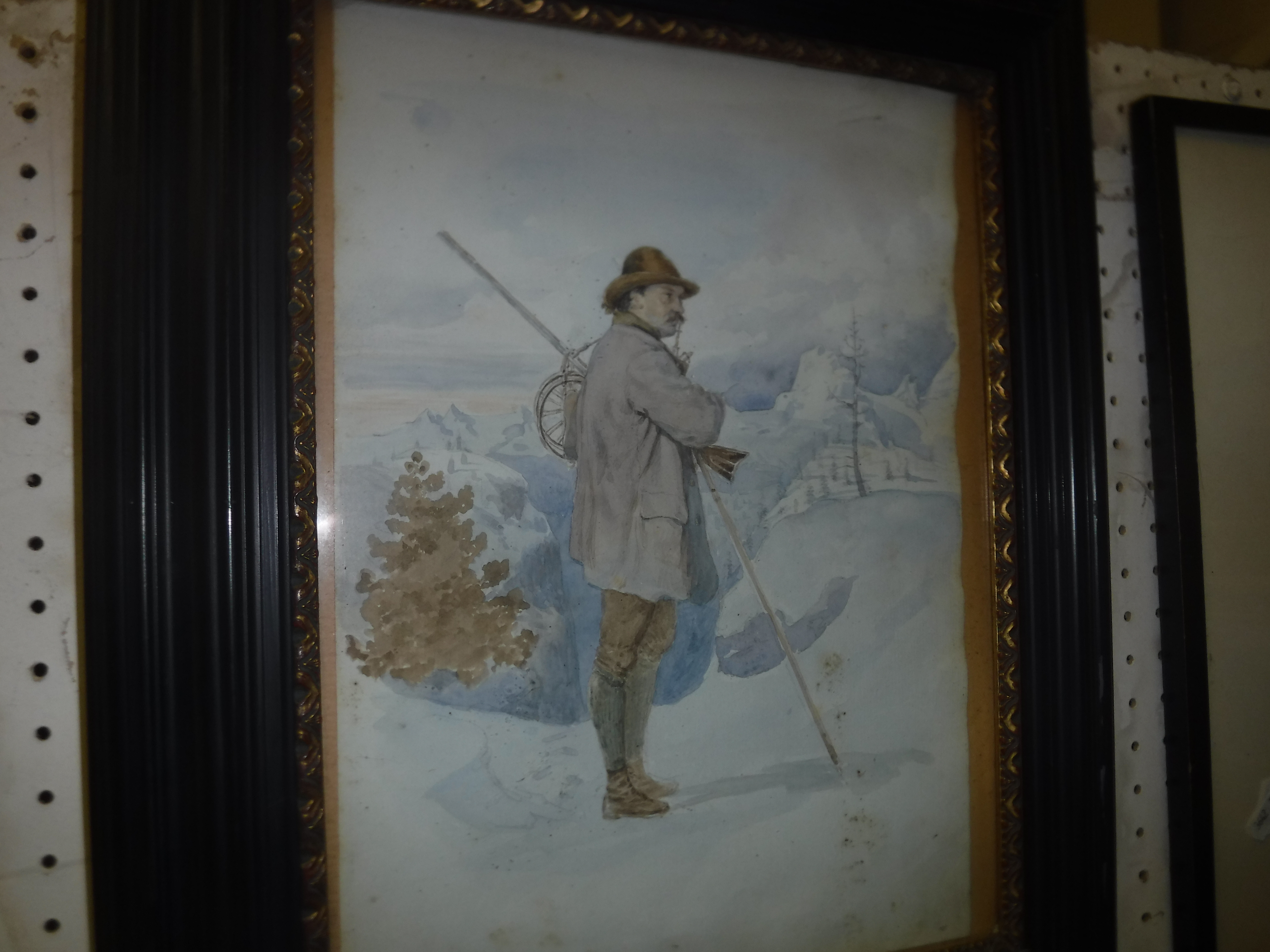 KARL SCHNORR VON CAROLSFELD “Gentleman in military jacket”, a portrait study, watercolour with - Image 3 of 3