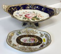 A 19th Century Staffordshire pottery pedestal dish of lozenge shaped form, the centre field
