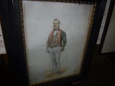 KARL SCHNORR VON CAROLSFELD “Gentleman in military jacket”, a portrait study, watercolour with