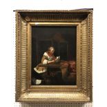 ATTRIBUTED TO GERARD TER BORCH (1617-1681) "Lady seated at a table reading", probably Gesina the