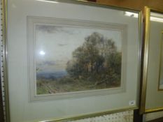 ERNEST ALBERT WATERLOW (1850-1919) “Faggot gatherer at sunset”, watercolour, signed lower left,