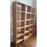 A Heal's oak veneered sectional bookcase (measurements vary as to how set up)