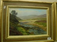 WILLIAM GARFIT “The …… below the waterfall on the Dulmain…(The Spey Kinrara) Aug 2004”, oil on