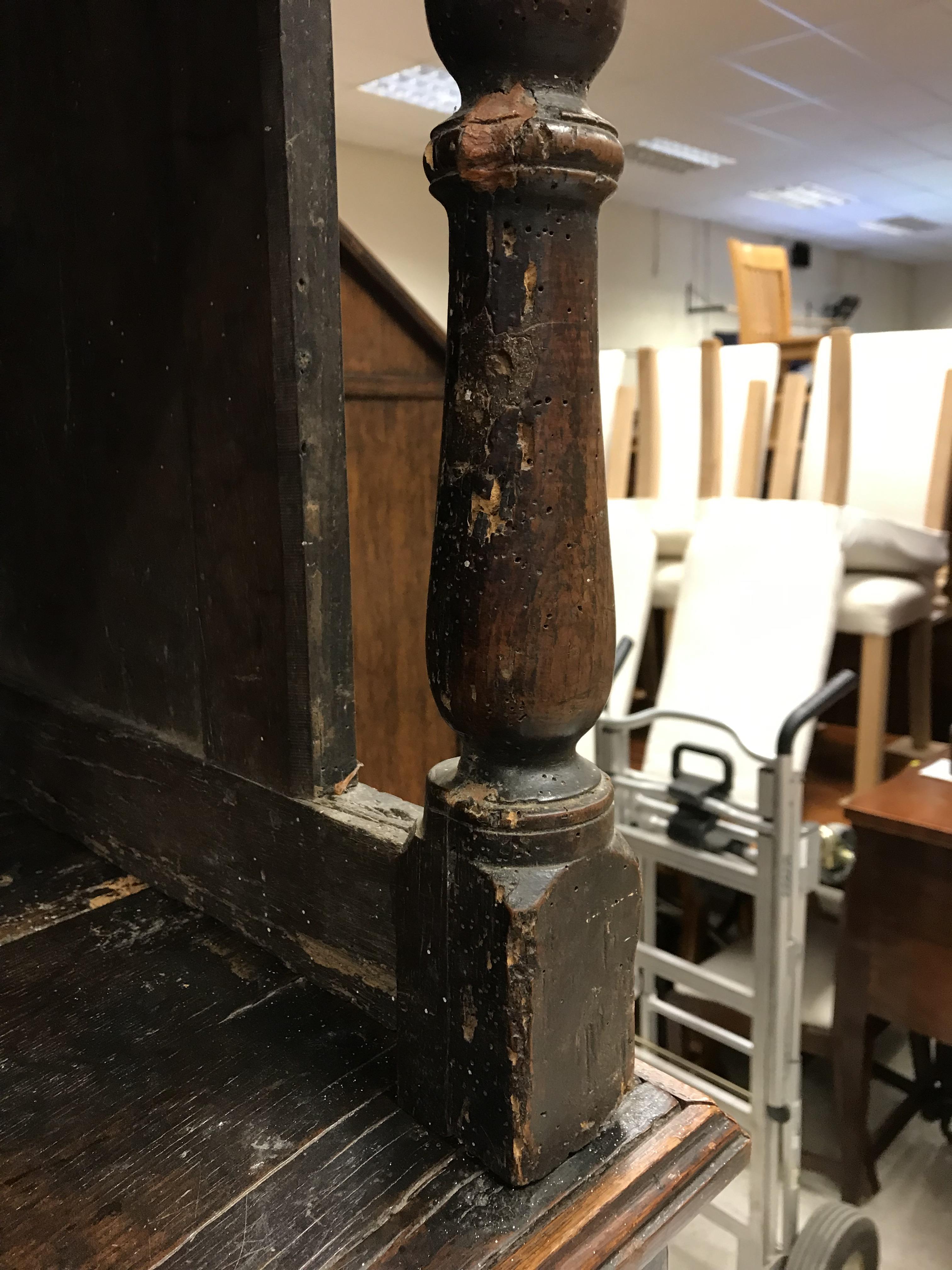 An 18th Century oak tridarn, the upper section with panelled sides and turned column supports over a - Image 9 of 48