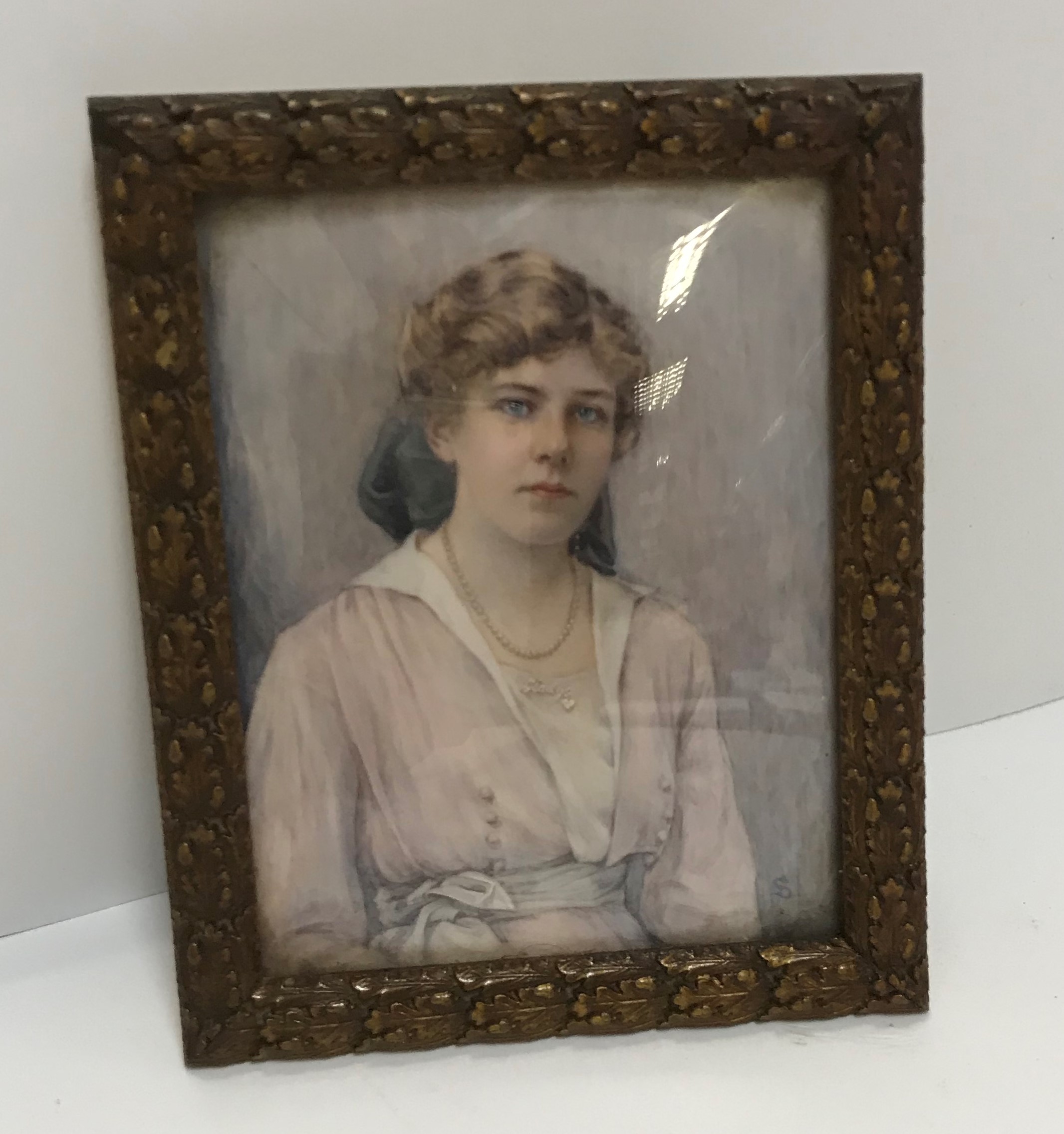 EARLY 20TH CENTURY ENGLISH SCHOOL "Gladys" a miniature portrait study of a young girl in pink and