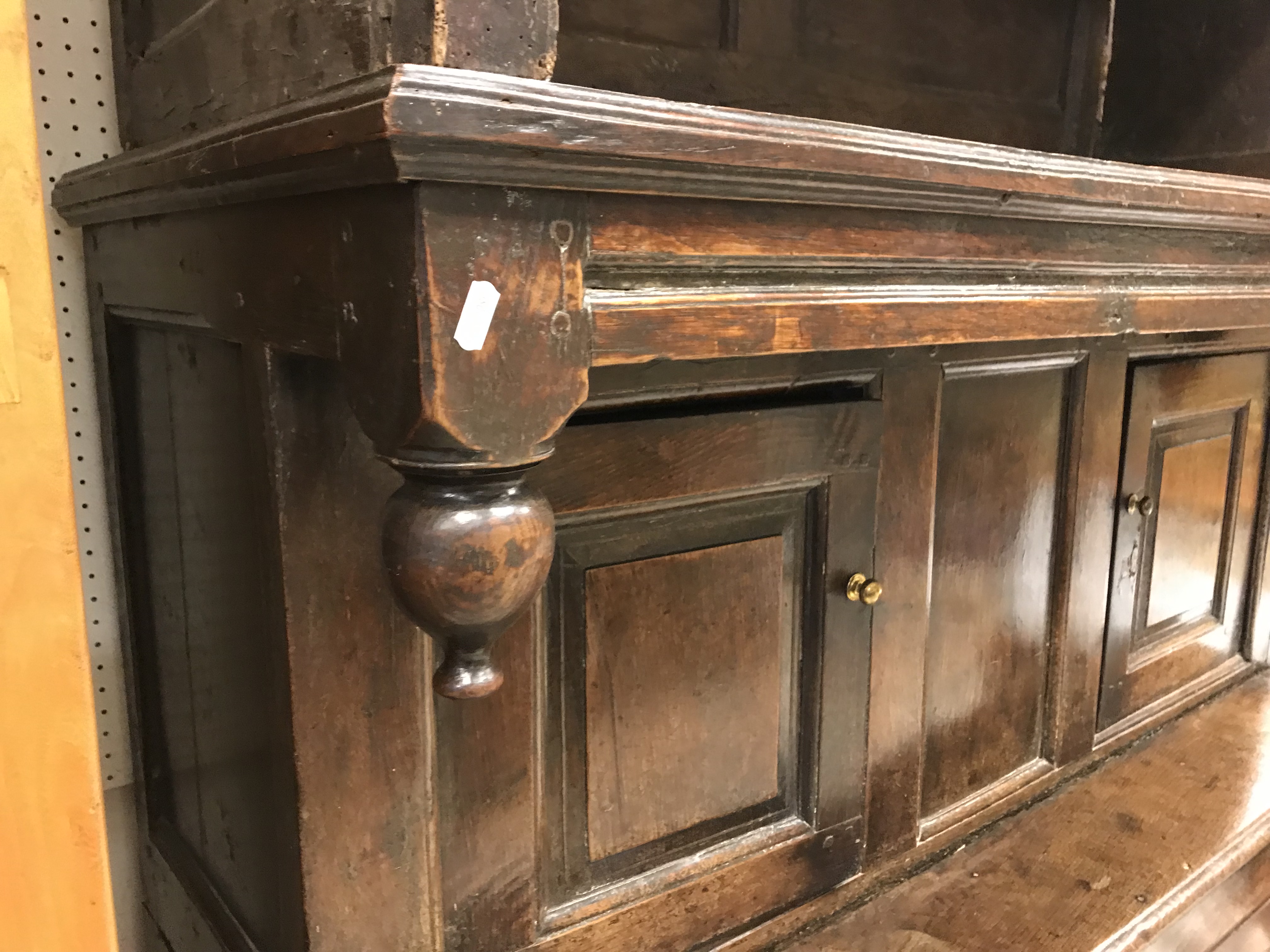 An 18th Century oak tridarn, the upper section with panelled sides and turned column supports over a - Image 22 of 48