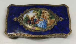 An 19th Century silver gilt and enamel decorated snuff box in the Louis XV style, the top