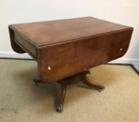 A 19th Century mahogany drop-leaf Pembroke table, the rosewood cross-banded top with moulded edge on
