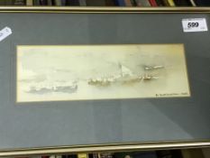 CHESTER WILLIAMS "Dubai" watercolour study, signed and dated '76 lower right image size 8 cm x 24 cm