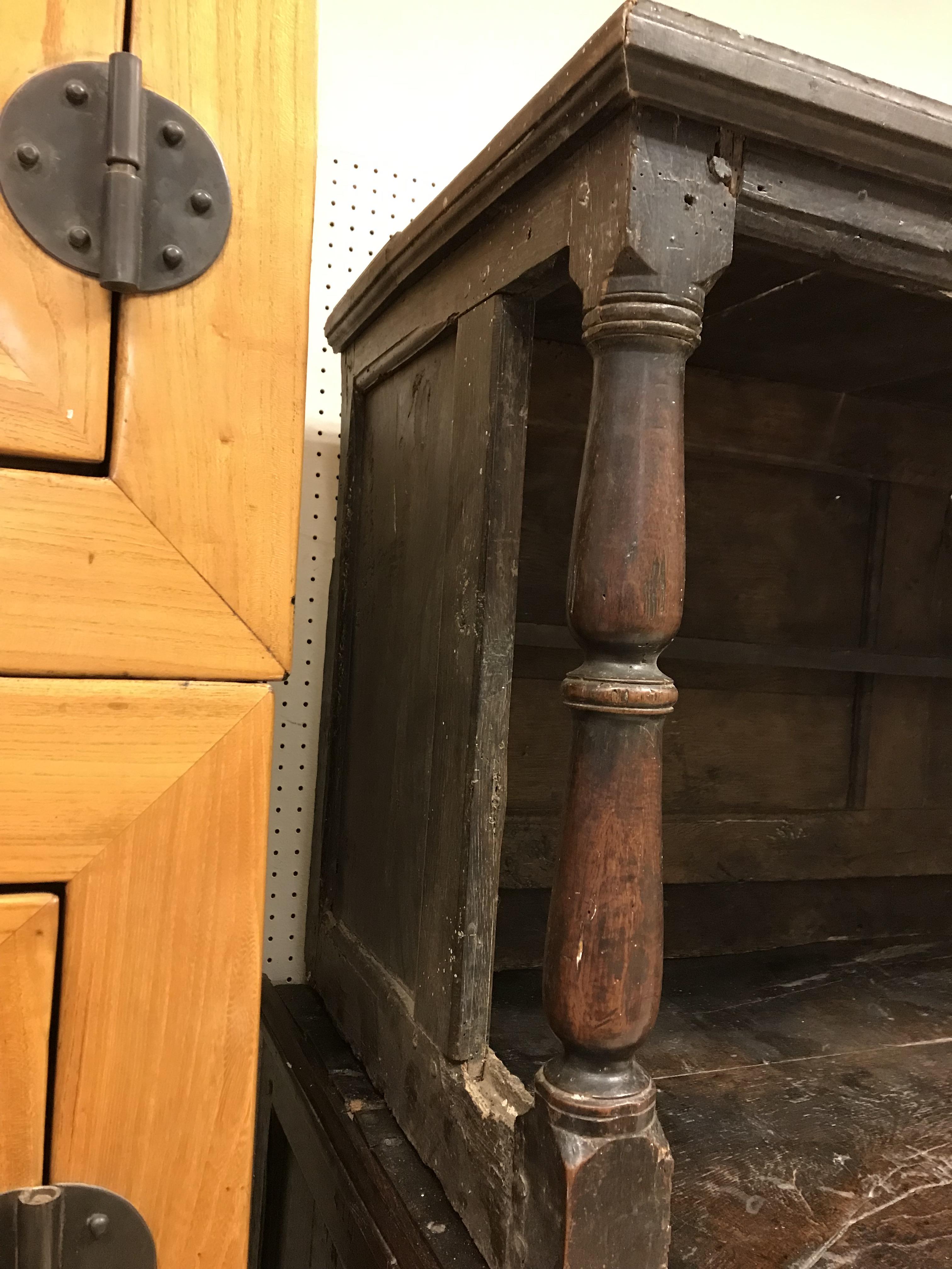 An 18th Century oak tridarn, the upper section with panelled sides and turned column supports over a - Image 2 of 48