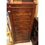 A 1980s burr yew veneered gun cabinet as a wellington chest with compliant locking systems, six