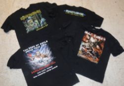 Four various IRON MAIDEN tour t-shirts including "Somewhere in Time 1986/87", "Somewhere Back in