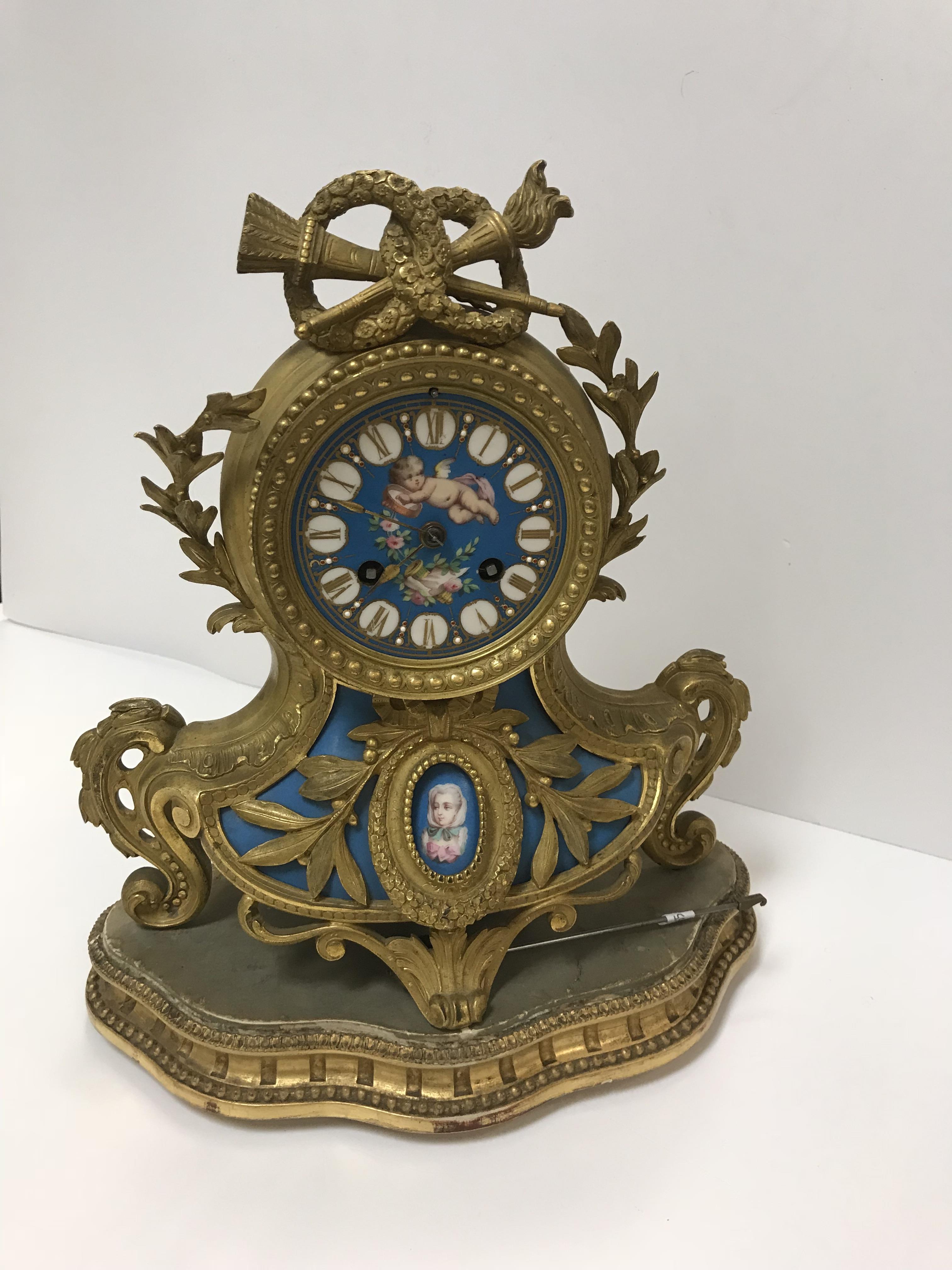 A 19th Century French gilt bronze and bleu celeste