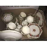 Six boxes of assorted decorative china wares to include transfer decorated dinner wares, Victorian