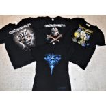 A collection of four IRON MAIDEN t-shirts including "Life After Death" and three "Iron Maiden FC"