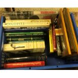 A box of books on sporting themes, mainly guns, to include "The Book of the Gun" by Harold Peterson,