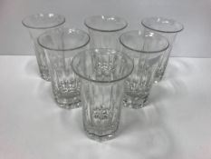 A set of six 19th Century French facet cut glasses with flared rims 10.5 cm high